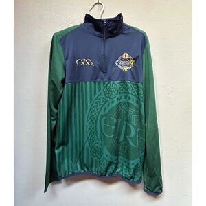 Lansdowne Rugby Jersey Medium Colorblock Green Irish Memories 1/4 Zip Pullover